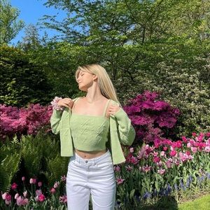 Petal and Pup Cardigan + Tank Set